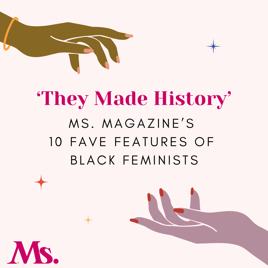 Two sets of brown skinned hands over the blog post title. Black Feminists