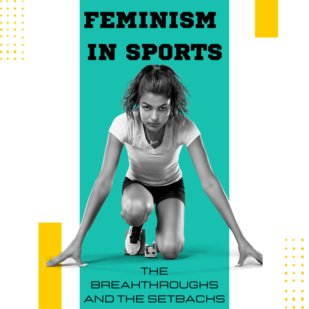 blog post title, with an image of a woman getting ready to run