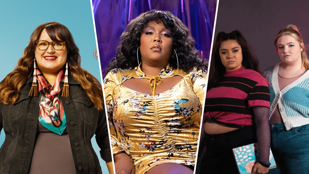 three woman wearing a yellow top and black pants and one woman in a pink shirt